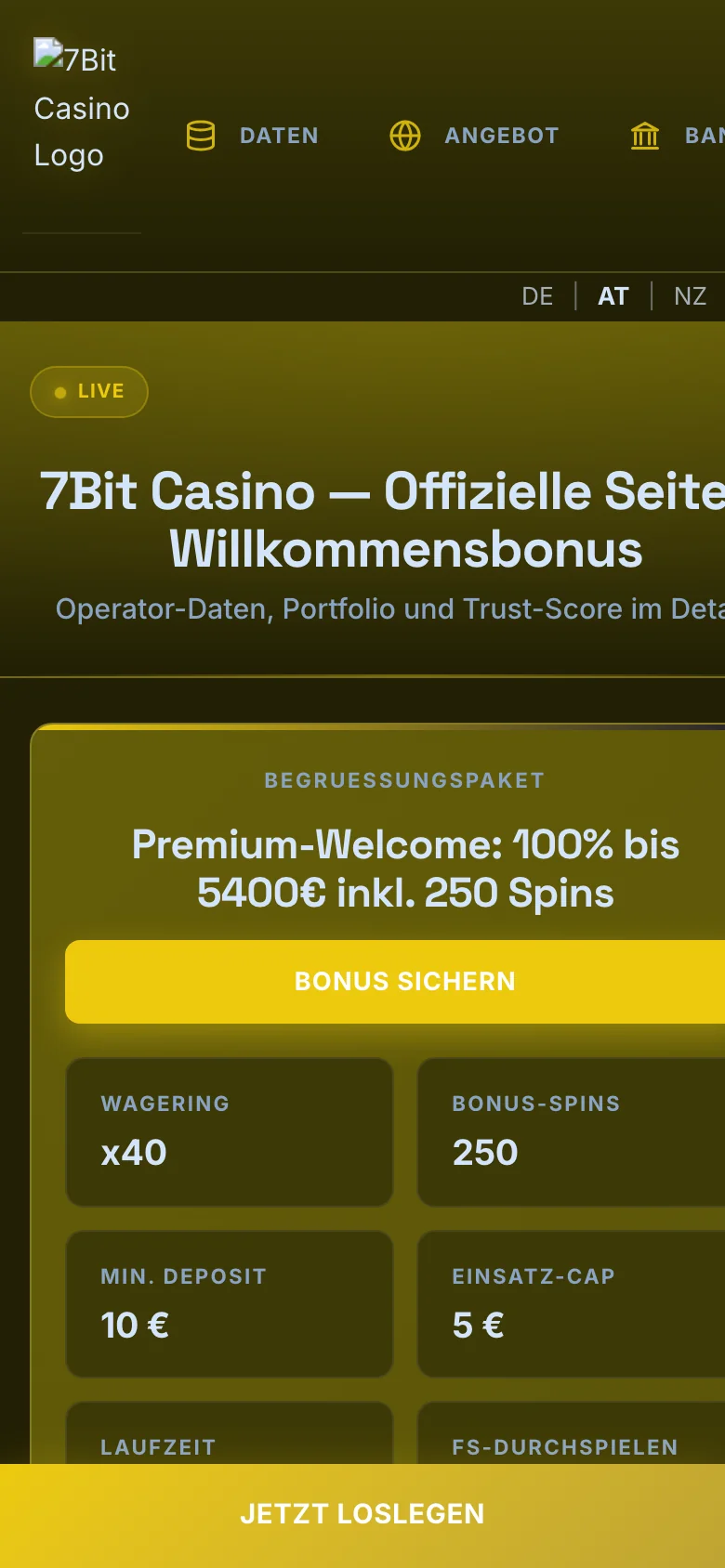 7Bit Casino mobile lobby screenshot