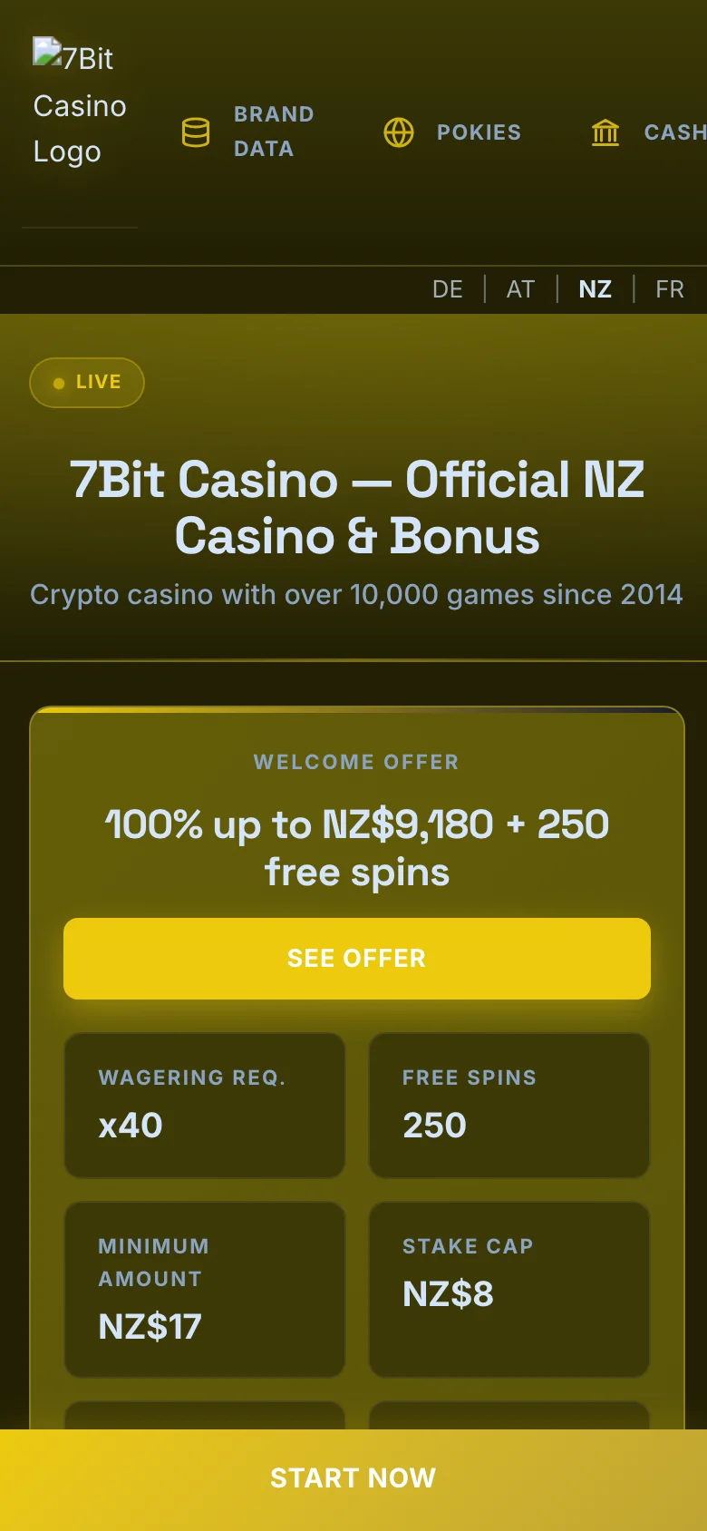 7Bit Casino mobile lobby screenshot