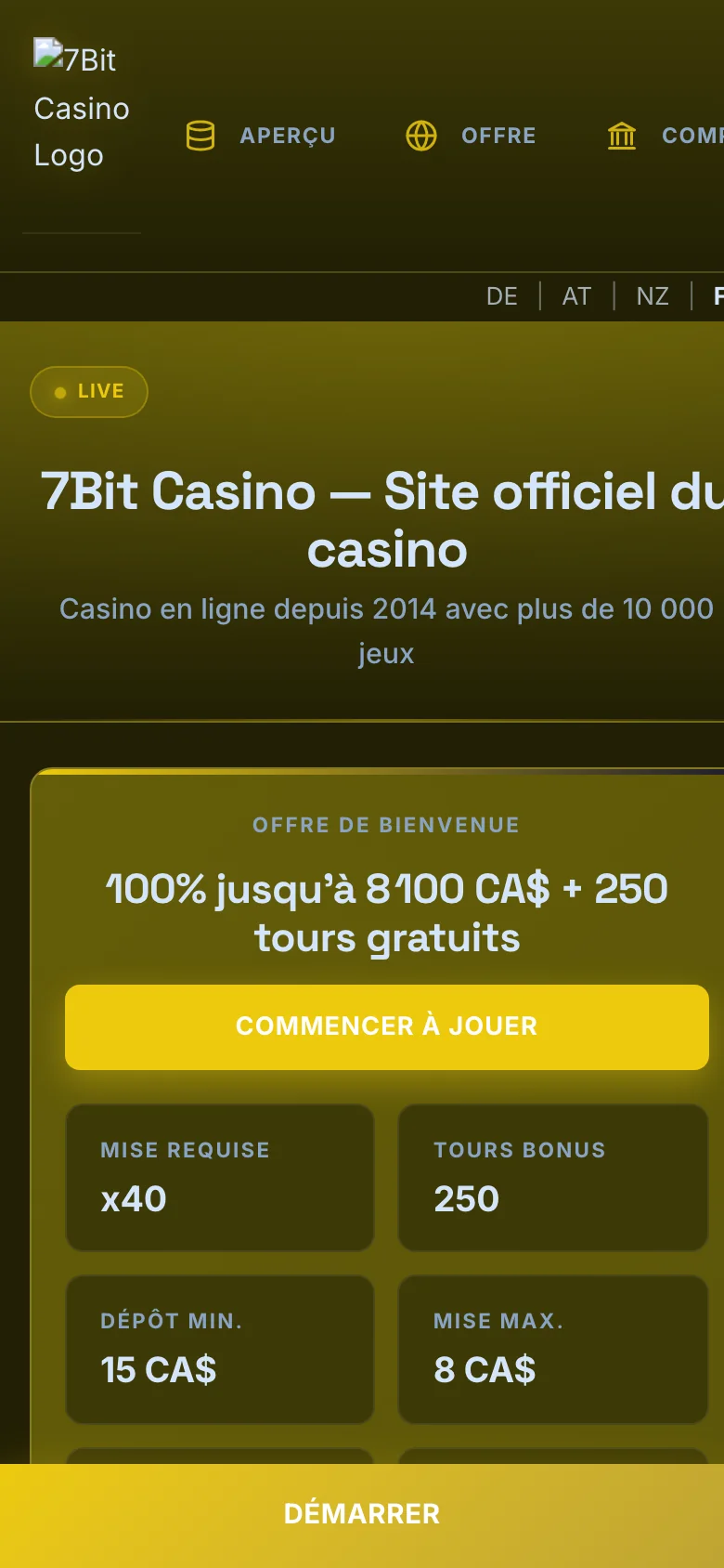7Bit Casino mobile lobby screenshot